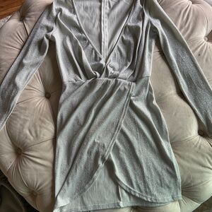 Elegant Silver Wrap Dress